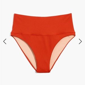 Madewell Second Wave Ribbed High-Cut Cheeky Bikini Bottom